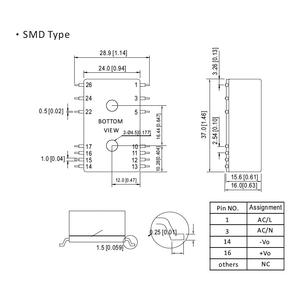 Module d'alimentation SMD encapsulé 3W 12V 0,25A, température de fonctionnement étendue. -30~85 ℃   Classe II d'isolation à cadre ouvert - Product Image 3