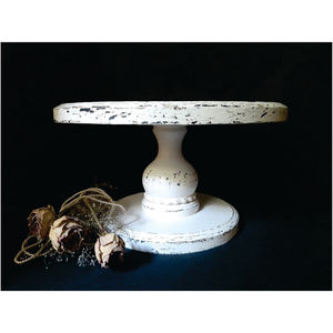 Vintage Distressed Wooden <b>Cake</b> <b>Stand</b> Rustic <b>White</b> Round Pedestal <b>Cake</b> Display Holder for Wedding Birthday Party Decor <b>Cake</b> <b>Stand</b> - Product Image 1