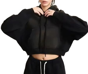 เสื้อฮู้ดดี้ผ้าฝ้ายวินเทจคุณภาพสูงสำหรับผู้หญิง ลวดลายโลโก้แบบใหม่ ล้างสีด้วยกรด - Product Image 1
