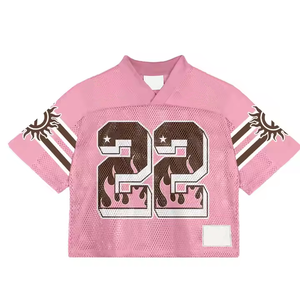 T-shirt unisexe de football personnalisé en polyester 100% imprimé numériquement, respirant, en maille 220g, coupe oversize, col en V carré - Product Image 1