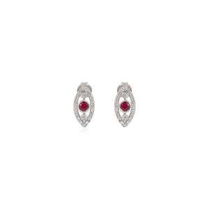 Pendientes de Plata de Ley 925 con Diseño de Ojo para Mujer, con Rubíes y Diamantes Genuinos, para Fiestas y Uso Diario, Joyería Fina, Accesorios al por Mayor - Product Image 1