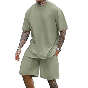 T-shirt à col rond pour homme, vert olive, tricot uni, décontracté, pour l'été - Product Image 4