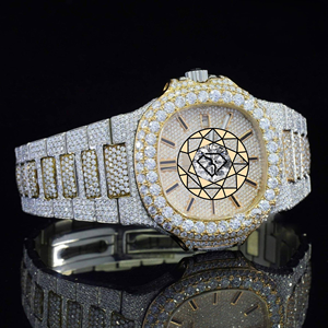 Reloj de Hombre Personalizado con Cristales, Caja Cuadrada de Acero Inoxidable y Cuarzo Moissanita, con Cierre de Hebilla - Estilo Hip-Hop de Lujo - Product Image 6