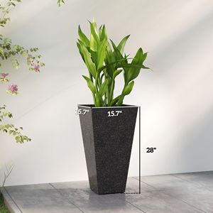 Ensemble de 3 jardinières coniques noires de 28 pouces de hauteur avec finition marbrée, trous de drainage, design empilable, pots et jardinières à fleurs - Product Image 3
