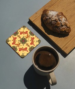 Ensemble de sous-verres colorés en MDF laqué faits à la main, résistants à la chaleur, pour cadeau de festival, décoration de la maison, vaisselle, cadeau - Product Image 4