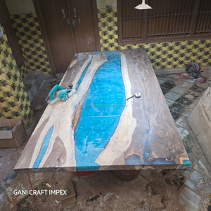 Sustainable Luxury Modern <b>Dining</b> Room Conference Table Live Edge River Table with Epoxy Resin for Entry of Hotels - Product Image 2