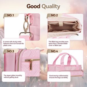 Funda bíblica para hombres y mujeres de gran capacidad, ligera, con cremallera, funda para libro bíblico, bolso de Iglesia, correa para el hombro, ranuras para bolígrafos desmontables - Product Image 2