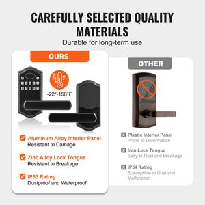 Serrure de porte électronique sans clé connectée au réseau Wi-Fi avec clavier à verrouillage automatique, levier, mot de passe, clé et fonctions de déverrouillage par combinaison - Product Image 3