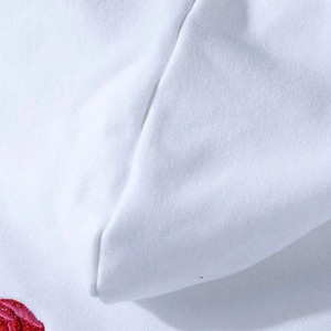 White Hoodie with Red <b>Rose</b> Embroidery – Floral Pullover Sweatshirt for Women Men Unisex Casual Aesthetic Graphic Hooded <b>Top</b> - Product Image 5