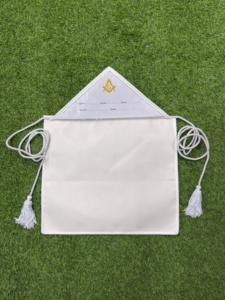 <b>White</b> Leather Square Masonic <b>Apron</b> with Adjustable Cord Tassels | Embroidered Lace Customized Satin Ceremonial Regalia - Product Image 6