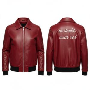 Chaqueta Bomber de Cuero Genuino para Hombre, Verde Oscuro, con Cierre, Cuello Alto, Corte Regular, Estilo Casual de Invierno - Product Image 5