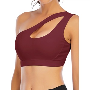 เสื้อชั้นในกีฬาผู้หญิงแบบแห้งเร็ว ดีไซน์โดดเด่น ขายดี คอวี สีพื้น ไม่มีแขน - Product Image 5