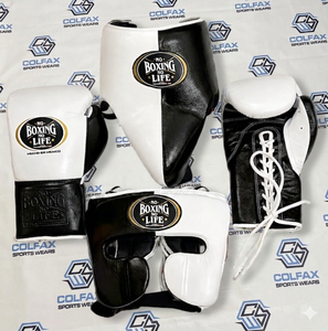 Equipo de Protección de Cuero Genuino para Entrenamiento y Sparring, Hecho a Medida, Kit de Sparring 'No Boxing No Life' para Adultos, Kit de Kickboxing - Product Image 5