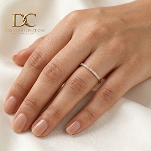 Bague en or massif 10 carats avec diamant de laboratoire taille brillant rond, bijoux fins pour femme, certifiée IGI, alliance de luxe pour mariage et soirée - Product Image 1