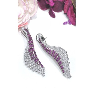 Exquisite Silver Plated Wing Shape Earrings With Zircon And <b>Crystal</b> Rhinestone For Women Party Jewelry <b>Set</b> - Product Image 1