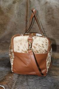 Sac de voyage en cuir de vachette véritable vintage avec fermeture éclair, léger, unisexe, pour week-end, grand format LHDB-0102 - Product Image 3