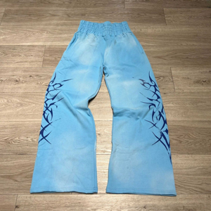 Pantalones de chándal de pana personalizables con logo bordado, de pierna ancha, con rayas laterales, transpirables, ecológicos, con cierre de cordón, estilo urbano. - Product Image 4