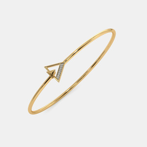 Bracelet ouvert en or avec flèche triangulaire géométrique et diamants ronds cultivés en laboratoire - Product Image 1
