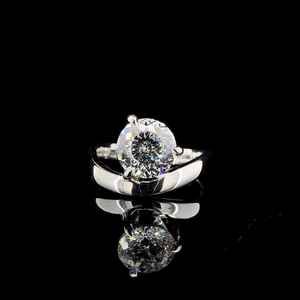 Anillo de Compromiso con Diamante Cultivado en Laboratorio de Primera Calidad, Corte Portugués Redondo de 3.02CT, Unisex, Oro Blanco de 14K, Joyería Fina Moderna para Novia - Product Image 3