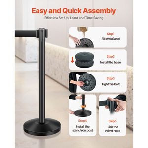 4 Pali per Controllo Accessi in Acciaio al Carbonio Nero con Base Cava a Iniezione di Sabbia - Product Image 4