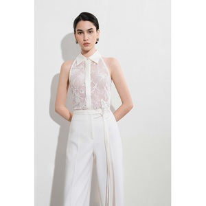 Pantalon taille haute pour femme ELYN WIDE-LEG PANTS ODM avec fermeture éclair latérale, style minimaliste, pantalon large pour femme - Product Image 2