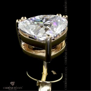 Pendientes de Diamantes con Diseño de Corazón en Oro Amarillo de 18K, para Bodas y Aniversarios, para Mujer - Product Image 3