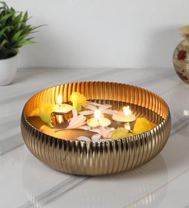 Bol Urli en métal doré poli fait main, design moderne glamour, écologique, décoration d'intérieur, plat de service pour les fêtes - Product Image 2