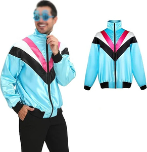 Veste à capuche zippée unisexe en tricot color block bleu clair, rose et noir, style Y2K, respirante, coupe régulière, 100 % coton, hiver - Product Image 4