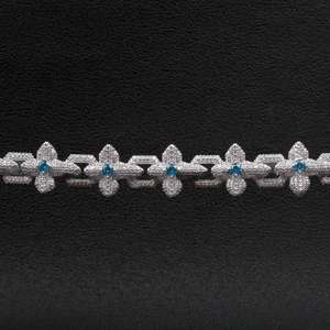 925 Sterling <b>Silver</b> Geometric Classic Hip Hop Bracelet VVS Moissanite Blue Zircon Iced Link Chain Rhodium Plated Jewelry <b>for</b> <b>Men</b> - Product Image 4
