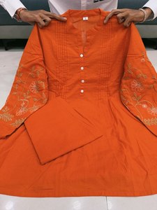 ชุดเสื้อผ้าฝ้ายผสมไหมพรีเมียมสำหรับผู้หญิง พร้อมลายปัก แบบกลับด้านได้ แห้งเร็ว สไตล์ปาร์ตี้ - Product Image 6