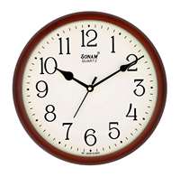 Jam Dinding Analog Sonam Quartz Bingkai Kayu Bulat Desain Tradisional Operasi Senyap Buatan India Model 387