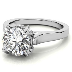 Anillo de Compromiso de Moissanita VVS1 de 2 Quilates con Corte Brillante Redondo, Diseño de Tulipán Antiguo, Anillo de Boda de Plata de Ley 925 con Engaste de Garras, Certificado IGI - Product Image 3