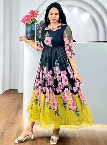 AARYA 2026 Nouvelle Robe d'été décontractée et tendance à imprimé, longueur mi-cuisse, coupe ample, style occidental, pour femme, grande taille, col rond, manches courtes, en mélange de coton - Product Image 6