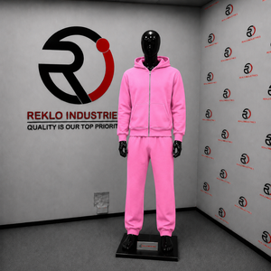 Conjunto Deportivo Rosa para Hombre: Sudadera con Cremallera Completa y Pantalones de Chándal de Pierna Recta, Ropa Deportiva Casual Lisa, Traje de Jogging, Venta al por Mayor, Ropa Deportiva Personalizada - Product Image 3