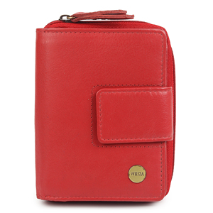 WRIZA Women's PU Leather <b>Wallet</b> | Coral Red RFID Clutch Purse with 9 Card Slots Business Card Use ID Window & Coin Pocket - Product Image 1
