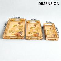 Ensemble de plateaux de service en bois oriental rectangulaires, polis, résistants au lave-vaisselle, modernes et luxueux, pour la cuisine, pour servir des aliments et des boissons