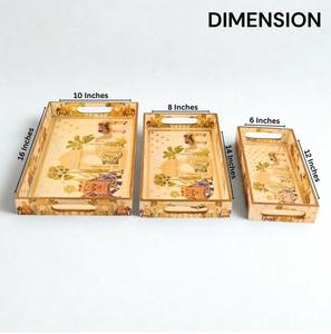 Juego de bandejas de servir rectangulares de madera oriental, pulidas, aptas para lavavajillas, modernas y lujosas, para uso en la cocina, para comida y bebida. - Product Image 4