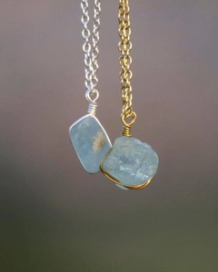Natural Raw Aquamarine Pendant <b>Necklace</b> Blue Crystal Gemstone Handmade Silver Jewelry Healing Stone <b>Boho</b> Women Gift - Product Image 4