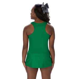 Wholesale Women Round Neck Shell With Solid Racer Back Top & <b>Elastic</b> Waist A line <b>Skirt</b> Cheerleading Uniforms - Product Image 2