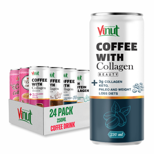 กาแฟคอลลาเจนอาราบิก้าและโรบัสต้า 320 มล. - ปราศจากนม ปราศจาก GMO ปราศจากกลูเตน รับผลิตแบบ OEM ODM แบรนด์ส่วนตัว โรงงานผลิตเครื่องดื่มโดยตรง - Product Image 1
