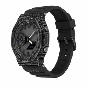 Reloj de Lujo para Hombre, Analógico-Digital, Caja Poligonal, Correa de Silicona con Pedrería, Movimiento de Cuarzo - Product Image 2