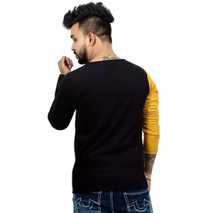 Camiseta de Manga Larga Personalizada para Hombre, de Algodón y Poliéster, Negra y Amarilla, Ligera, de Alta Calidad, con Logotipo Personalizado - Product Image 2