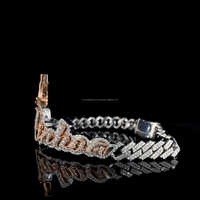 Lettre personnalisée 'Ainhoa' lien cubain le Pigeon pinces à cravate en argent sterling 925 deux tons diamant rond taille brillant lunette ensemble