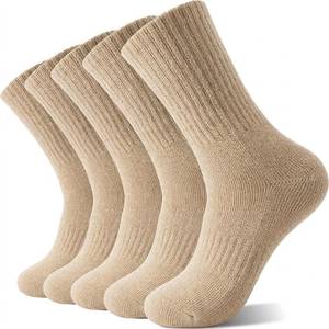 Adult <b>Thick</b> Crew <b>Socks</b> Ribbed Knit 100% Wool Sports Daily Casual <b>Socks</b> Quick Dry Breathable <b>Black</b> OEM Service - Product Image 2