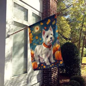 Large Multicolor Polyester Fall House <b>Flag</b> <b>for</b> Porch Sleeve <b>Pole</b> Decorative Yard Banner Artwork Westie Wall Hanging - Product Image 2