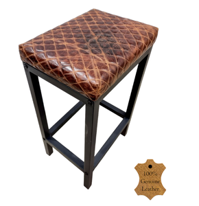 Tabouret de bar vintage en cuir et fer, design industriel moderne pour cuisine, hôpital, centre commercial, hôtels, salle à manger, extérieur, salon - Product Image 6