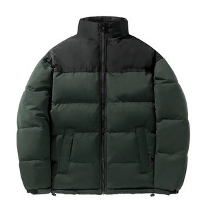 Men's Designer Quilted Puffer <b>Jacket</b> for Winter Custom Green Polyester <b>Waterproof</b> Bubble <b>Padded</b> Stand Coat Thin Thickness for - Product Image 2