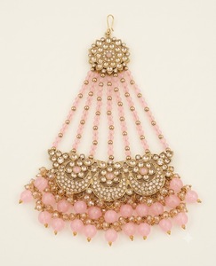 Chaîne de cheveux de mariée indienne Jhumar Pasa en zircon cubique et perles de cristal, accessoires de coiffure latéraux pour mariages, fabricants - Product Image 3
