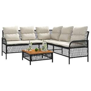 Black And Cream Garden <b>Sofa</b> <b>Set</b> With Cushions Outdoor Furniture UV Resistant PE Rattan Contemporary Design Waterproof - Product Image 4