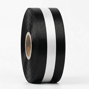25mm Black <b>White</b> Center Stripe Satin Ribbon for Gift <b>Wrap</b> Sewing Trim Party Crafts and Hair Bow Accessories - Product Image 1